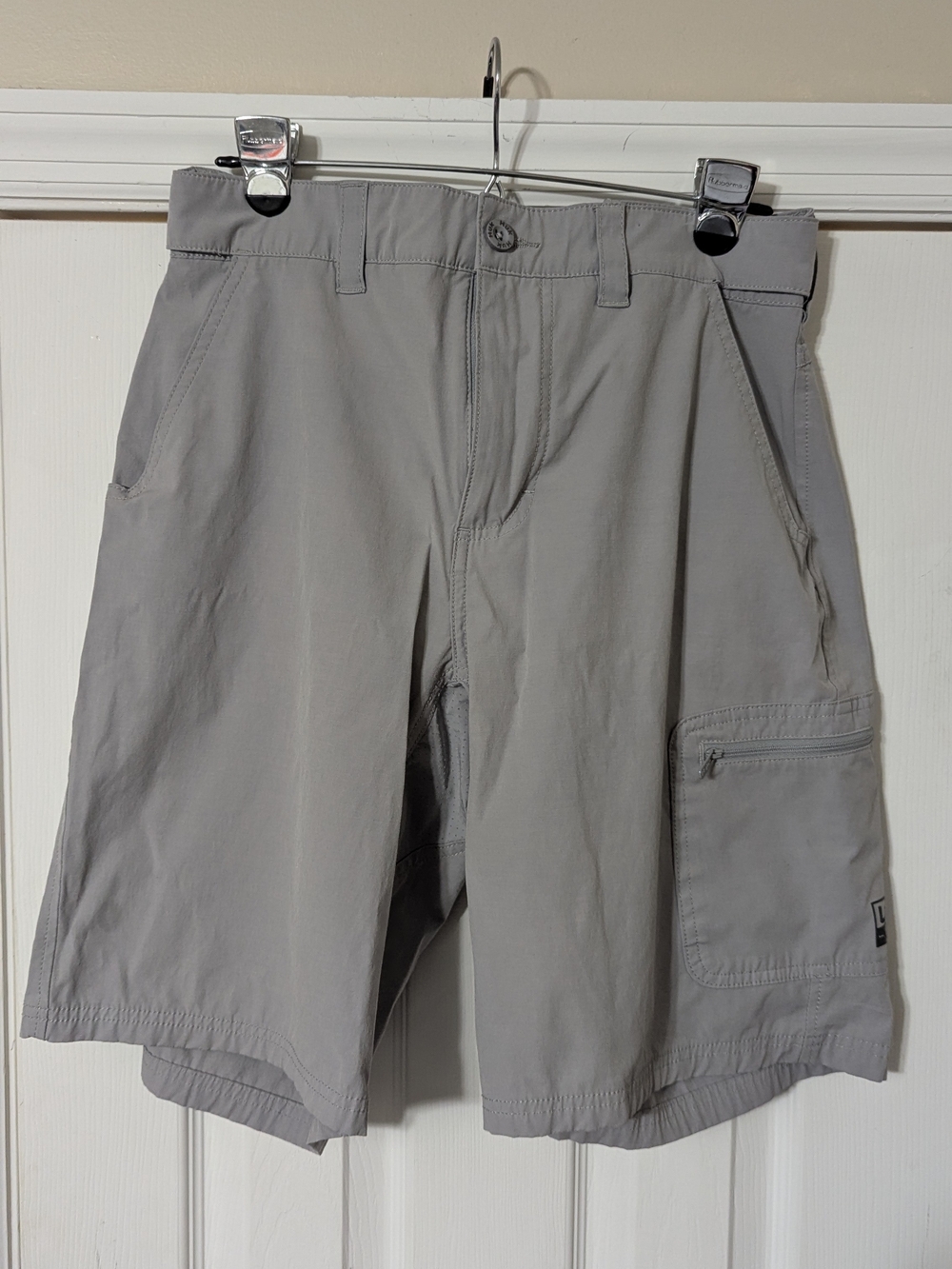 Huk Light Gray Men's Cargo Shorts with Zip Pocket